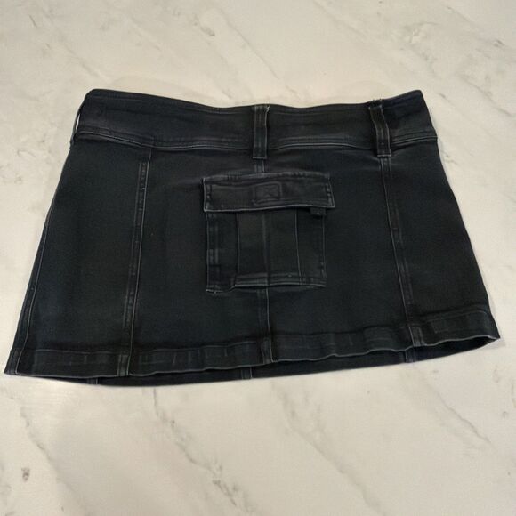 Utility Cargo Streetwear Y2K Urban Outfitters Black Denim Cargo Mini Skirt Lg - Picture 5 of 7
